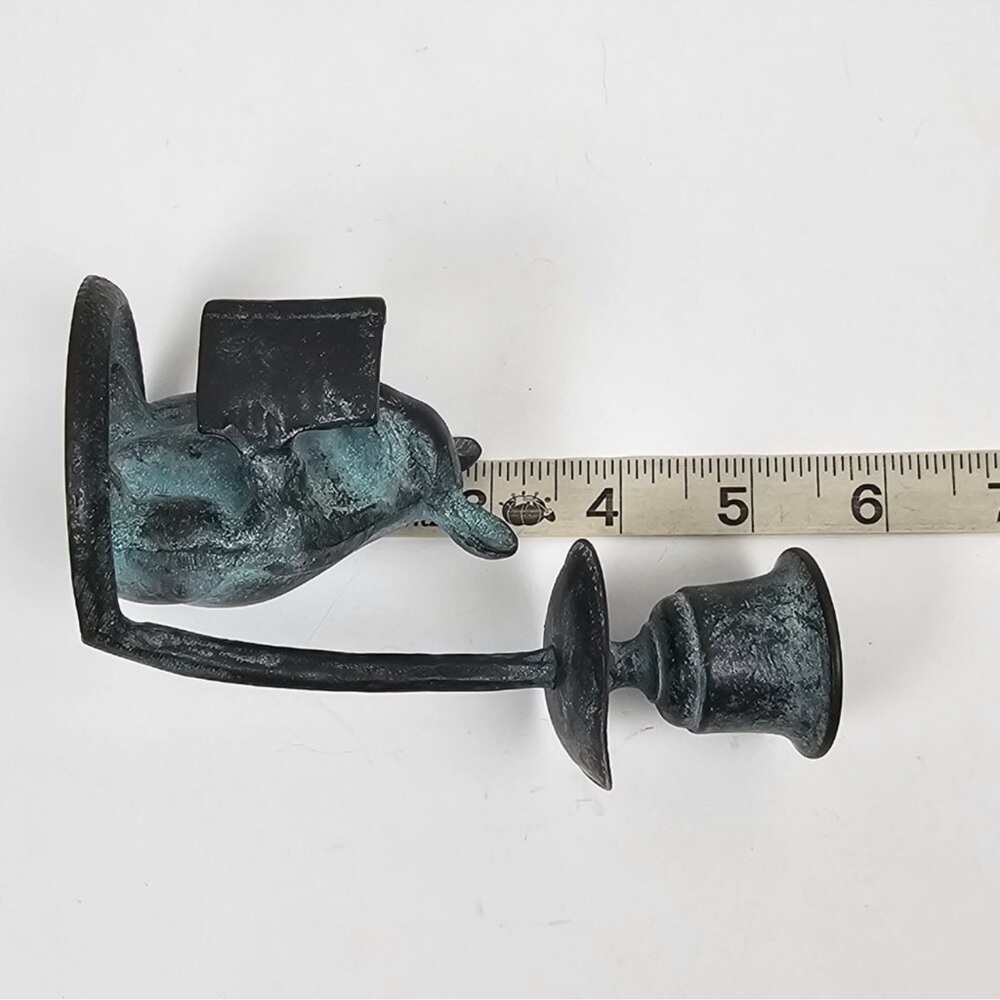 SPI Brass Mouse Reading Book Candlestick Candle Taper Holder 1991 Vintage Green - Picture 5 of 7